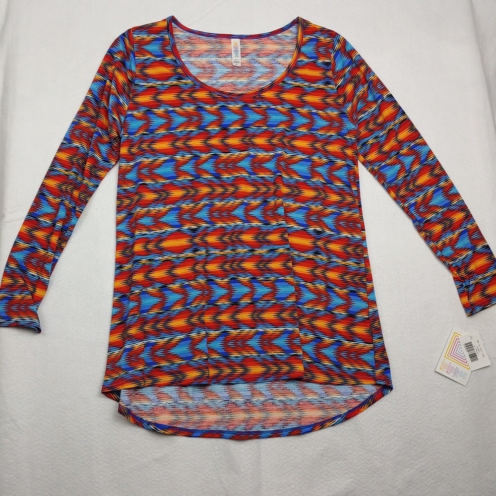 LulaRoe Shirt Woman's Size Medium Multicolor Print Long Sleeve Lynnae NWT